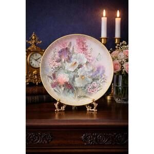 W.S. George Fine China Lena Liu 1991 Iris Quartet Porcelain Cabinet Plate, 8.75”